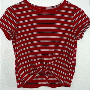 Small Red & Navy Blue Striped Knot Tee